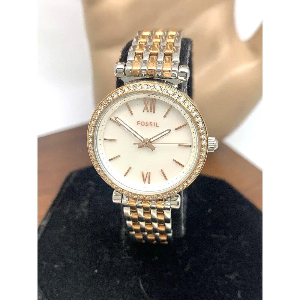 Fossil Women's Watch ES4649 Quartz Mother of Pearl Dial Two Tone Steel 28mm